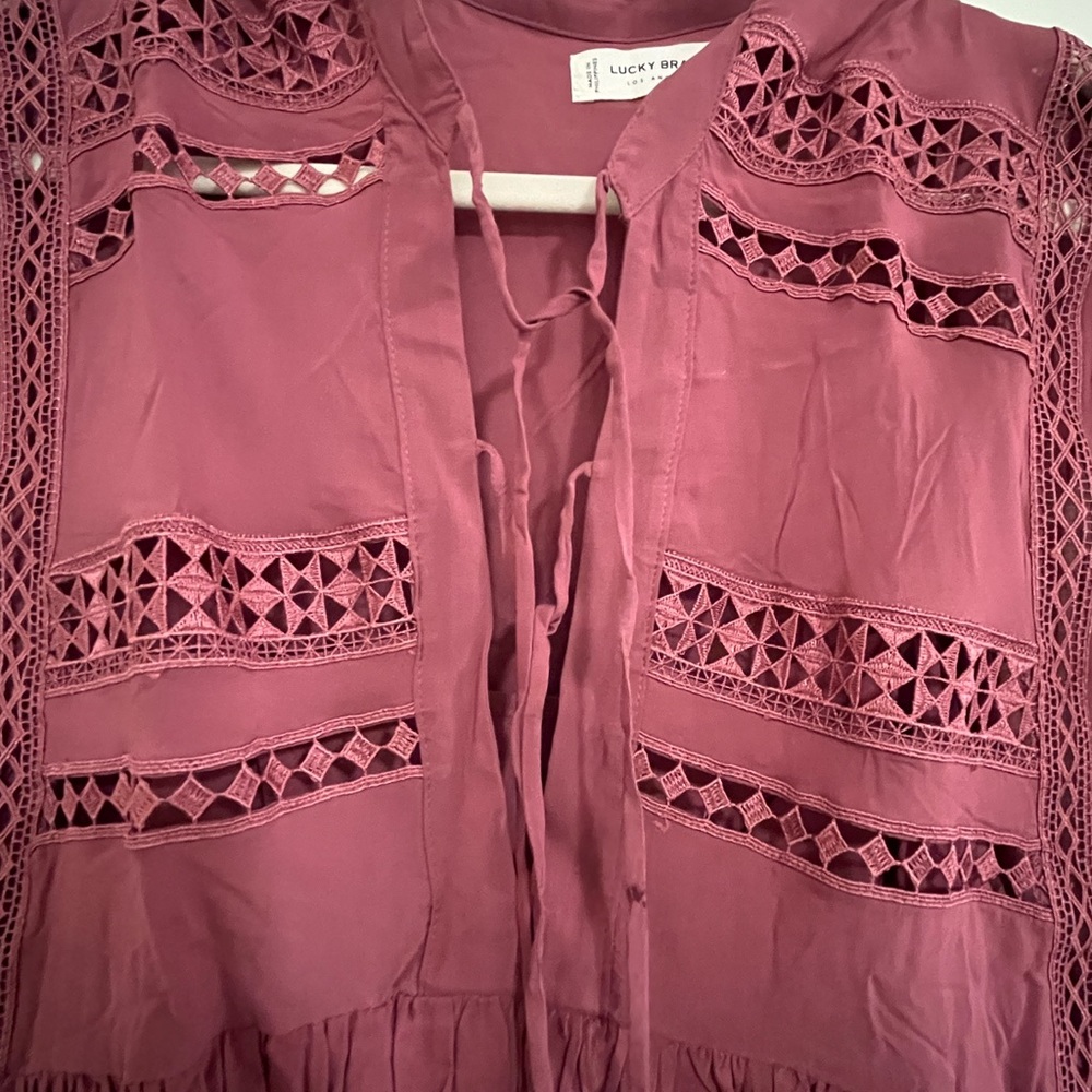 Lucky Brand XL BOHO viscose/rayon mauve dress. Fully lined. Never been worn NWT